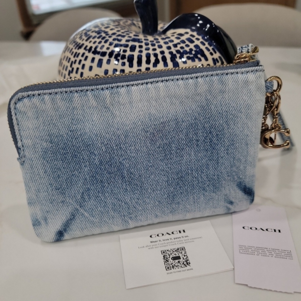 Coach Denim Corner Wristlet With Charms - Picture 7 of 10